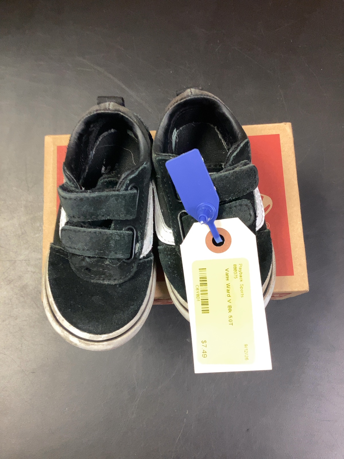 Vans Ward V Toddler Skate Shoes Suede/Canvas Black/White Pre-Owned Size 5.0