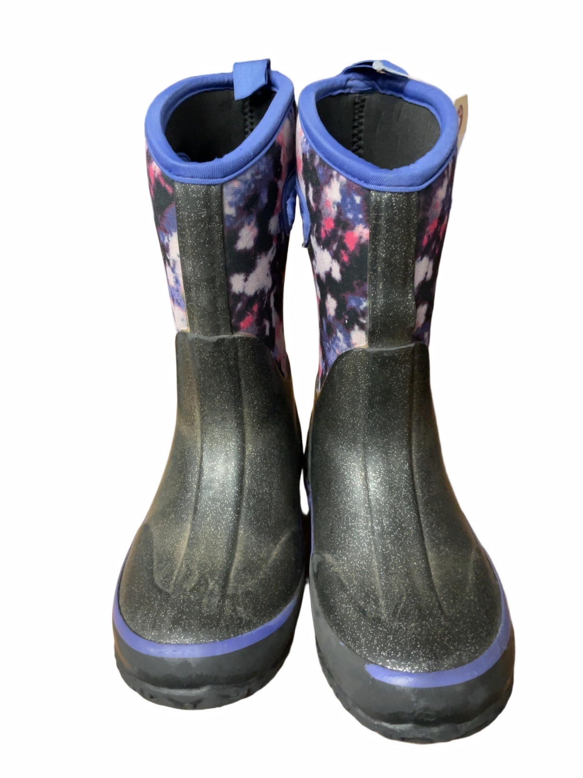 Bogs Rain Boots Size 12C Black / Purple Tie Dye Glitter - image 1