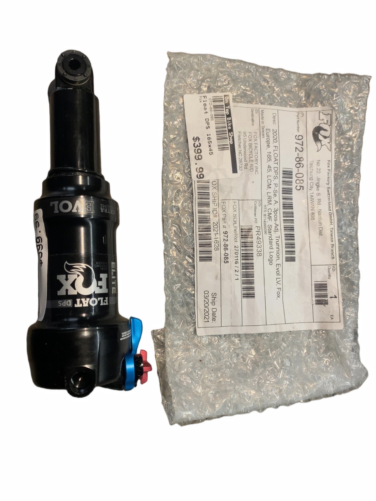 Fox Float DPS Performance Elite Trunnion EVOL LV Rear Shock 165x45 Like New - image 1