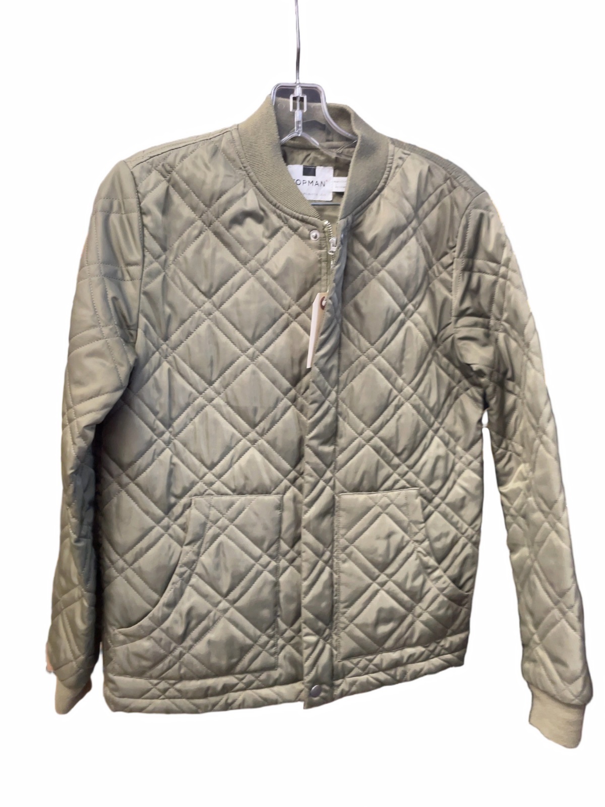 Topman Quilted Bomber Jacket Size XS Green - image 1