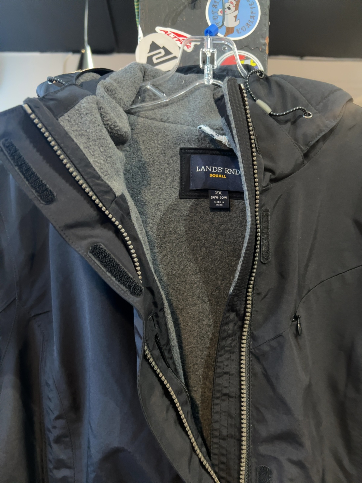 Lands' End Squall Hooded Winter Jacket Black Good 2X