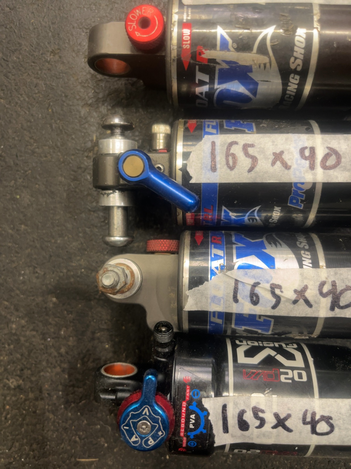 Fox & X-Fusion Rear Air Shocks Lot of 4 165x40mm Used