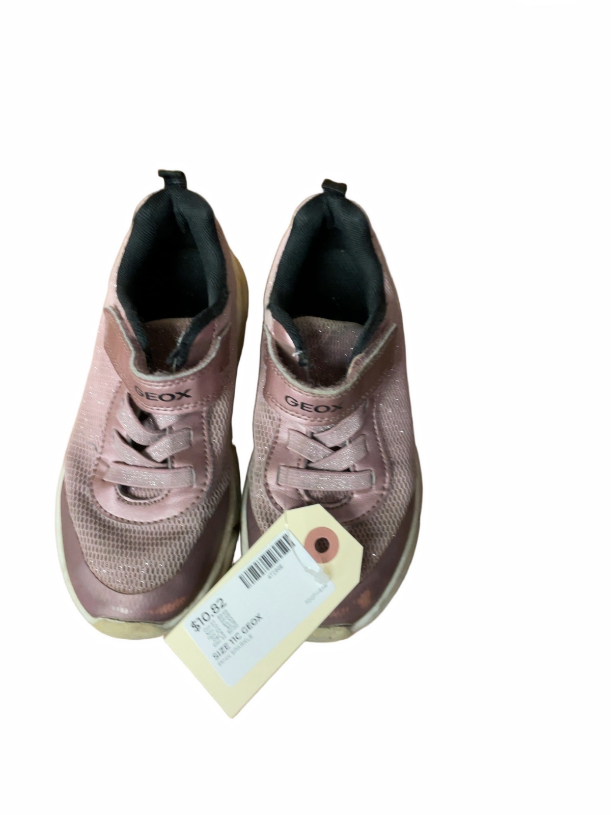 Geox Pink Sparkle Velcro Sneakers Size 11C - image 1