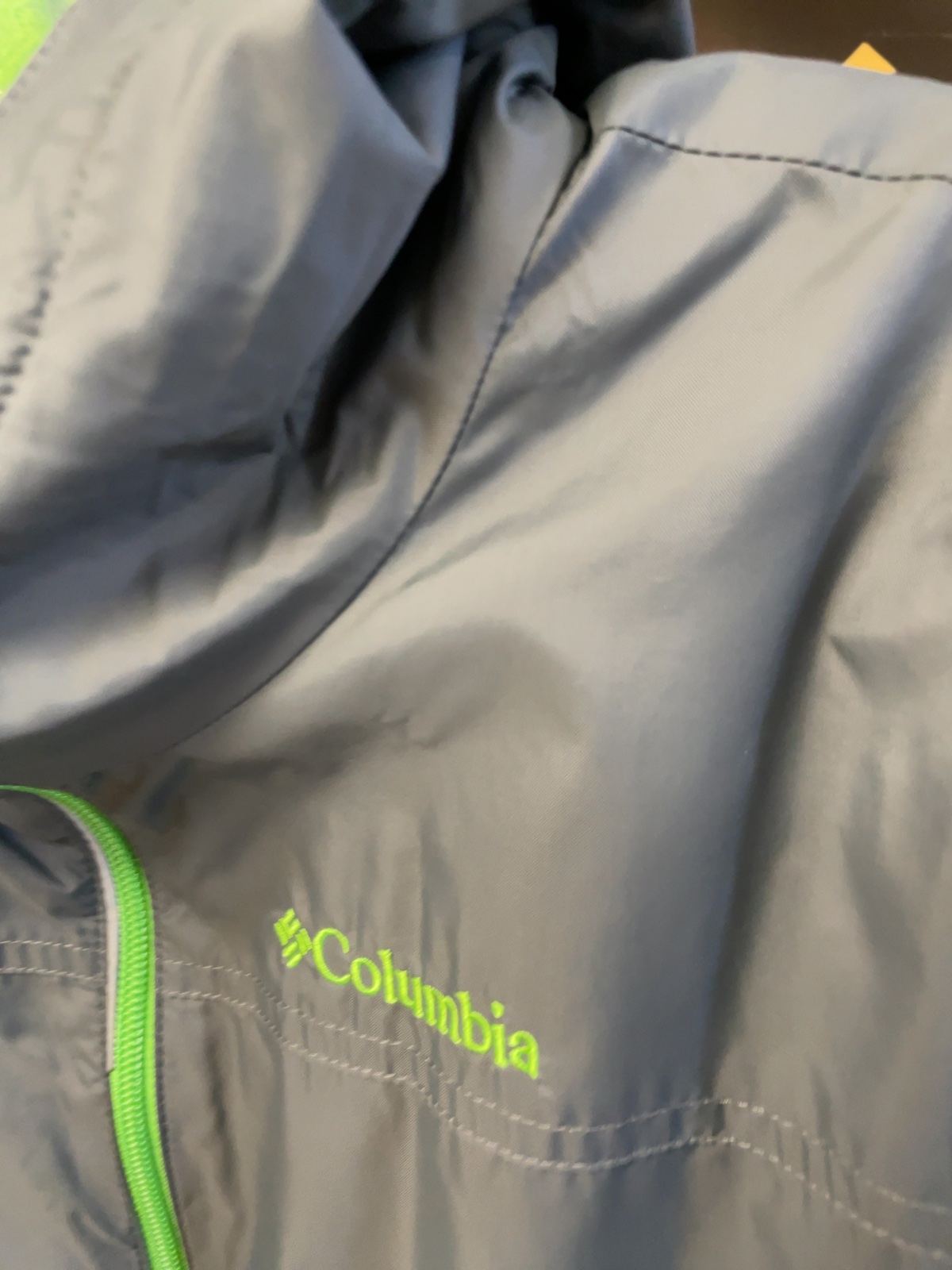 Columbia Hooded Rain Jacket Youth M (10/12) Grey/Green