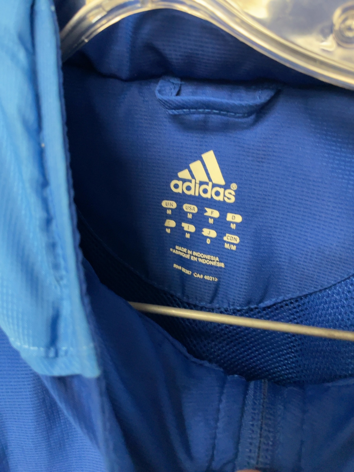 adidas Full Zip Windbreaker Jacket Size M Blue