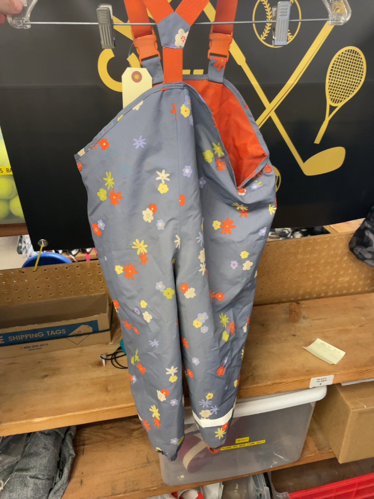 Tchibo Size 98/104 Kids Floral Rain Pants Bib Overalls