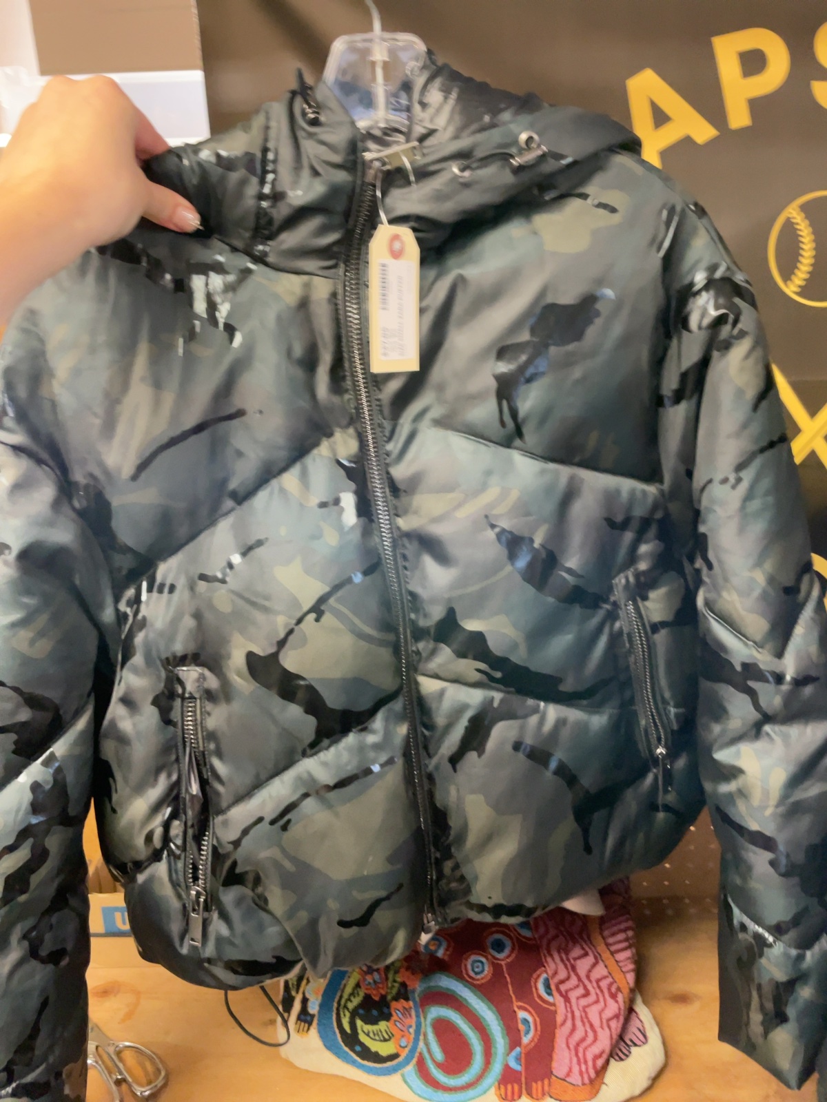 Zara Camo Puffer Jacket Size S