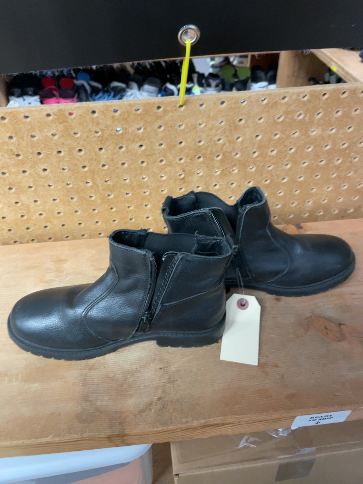 Size 2 UK (Eur 34) Black Leather Zip Ankle Boots