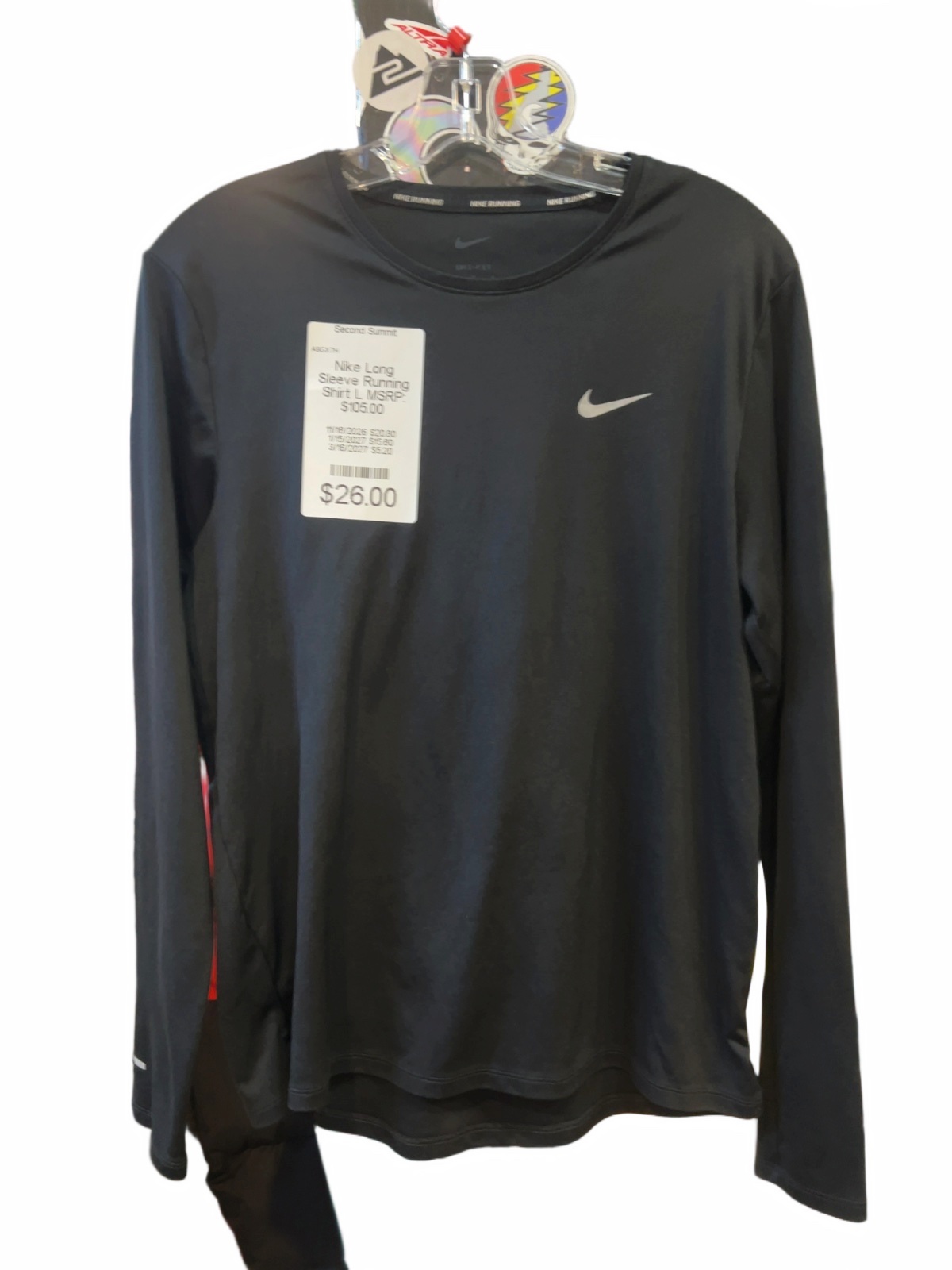Nike Dri-FIT Running Long Sleeve Shirt Black Good L