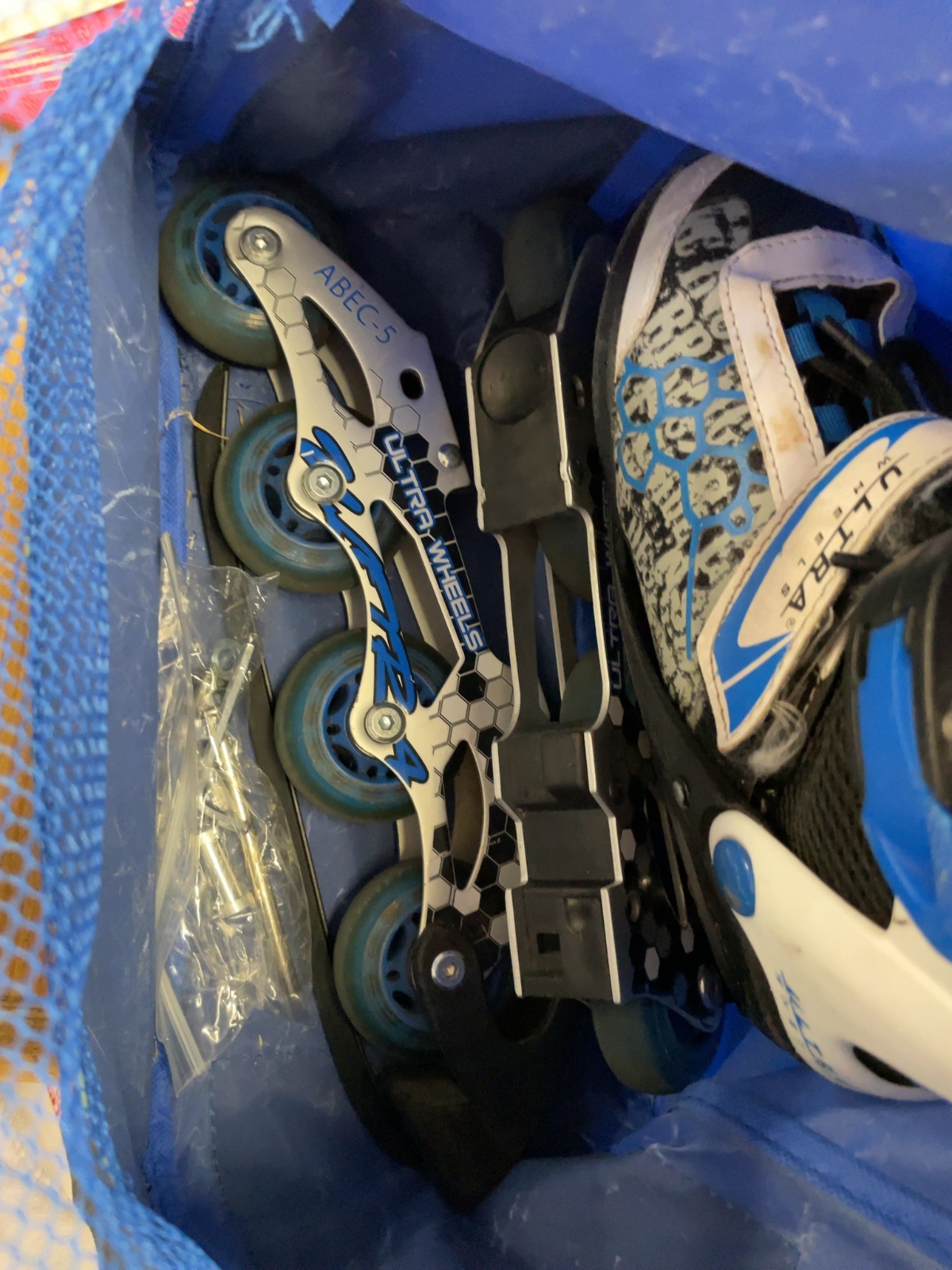 Ultra Wheels Convertible Ice & Inline Skates Size 1-4 With Bag