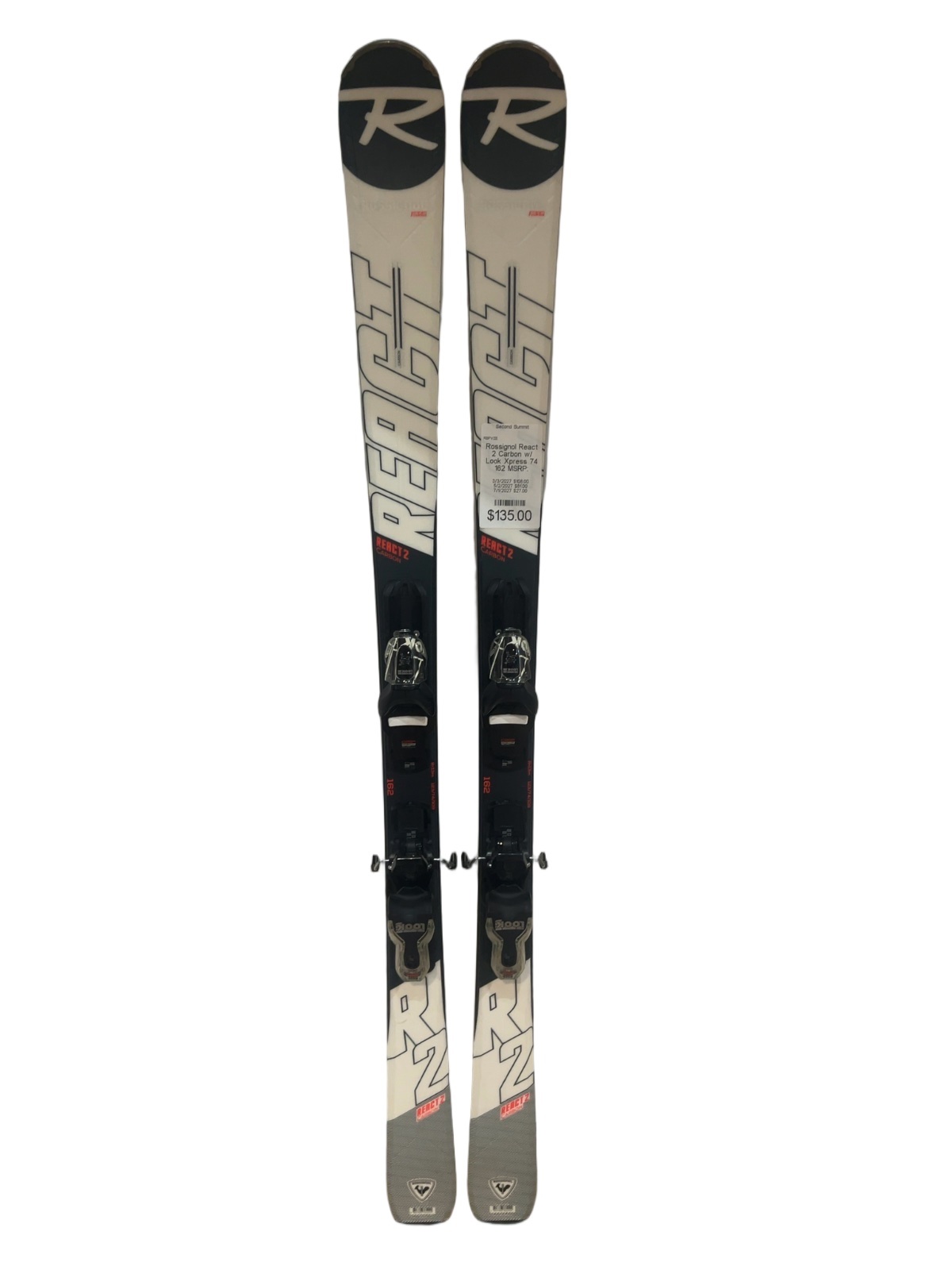 Rossignol React 2 Carbon Skis w/ Look Xpress 10 Bindings Good 162cm - image 1