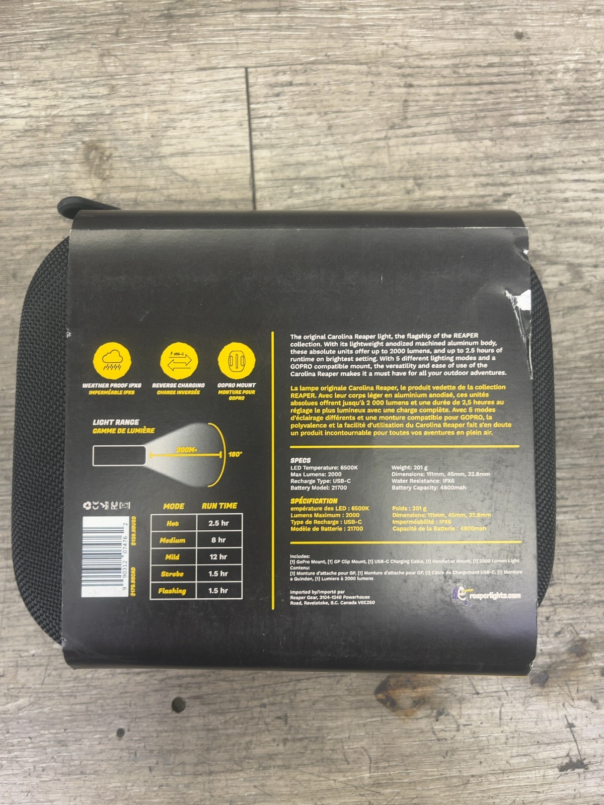 Reaper Carolina Reaper 2000 Lumen Front Light Black New