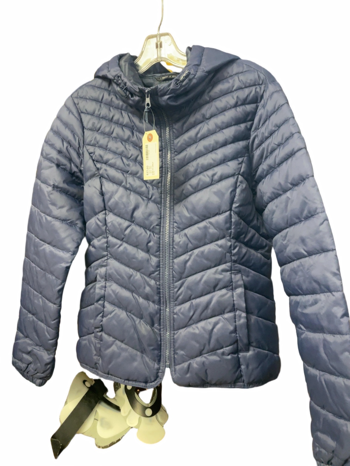 Size M Hooded Puffer Winter Jacket Blue - image 1