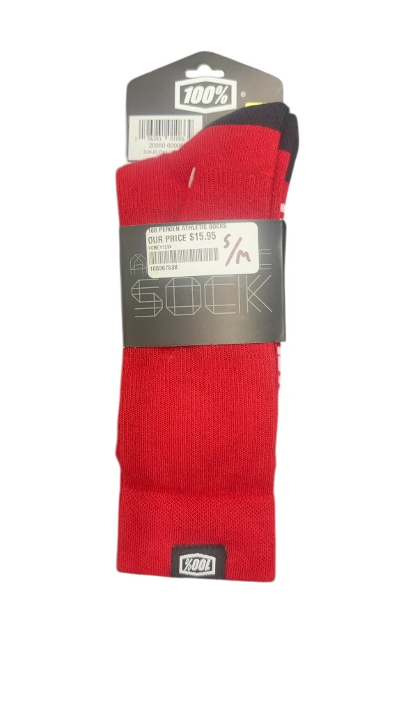100% Athletic Crew Socks 6" Red New S/M - image 1
