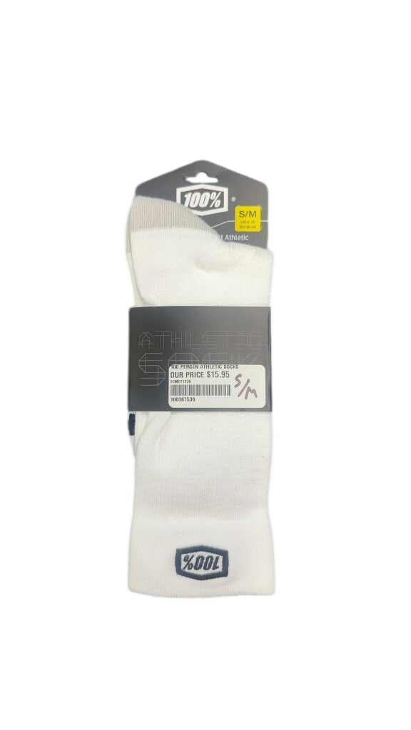 100% Athletic Crew Socks 6" White New S/M - image 1