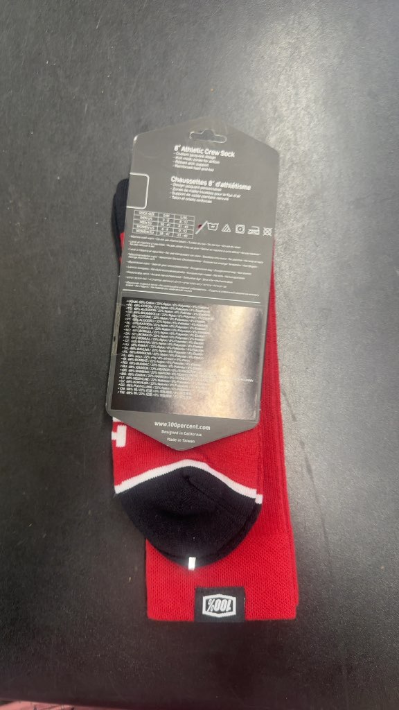 100% Athletic Crew Socks Solid Casual Red New L/XL