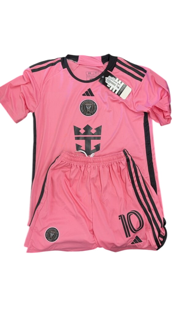 Adidas Inter Miami CF Messi 10 Soccer Kit Junior Size 26 Pink-New jersey and shorts - image 1