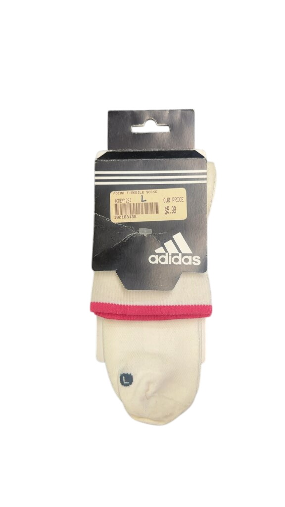 Adidas T-Mobile Socks White Pink New L - image 1