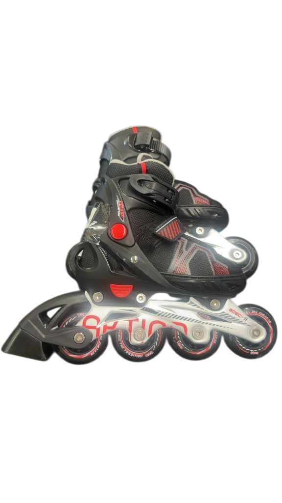 Aktion Adjustable Inline Skates Black/Red New Size 10-13