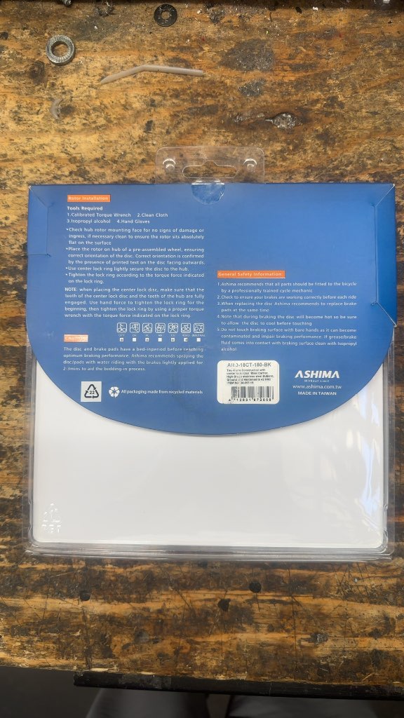 Ashima AiRotor Center Lock Disc Rotor 180mm New