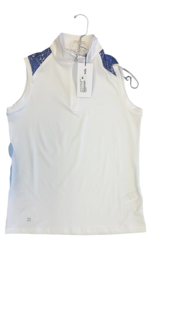 Daily Sports Sleeveless Quarter-Zip Golf Top White Purple Pattern Women's Size M-New - image 1