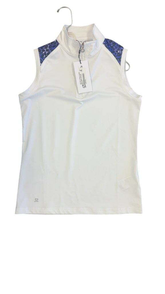 Daily Sports Women's Sleeveless Quarter-Zip Golf Top White Leopard Print Size S-New - image 1