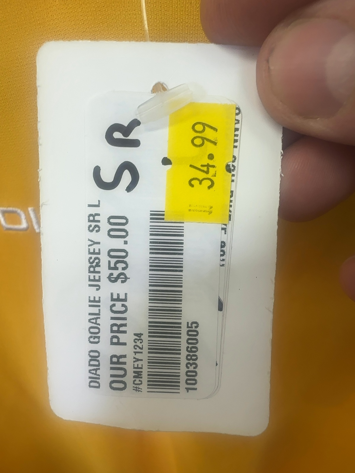 Diadora Goalie Jersey - Senior Large - Yellow/Black-new with tags