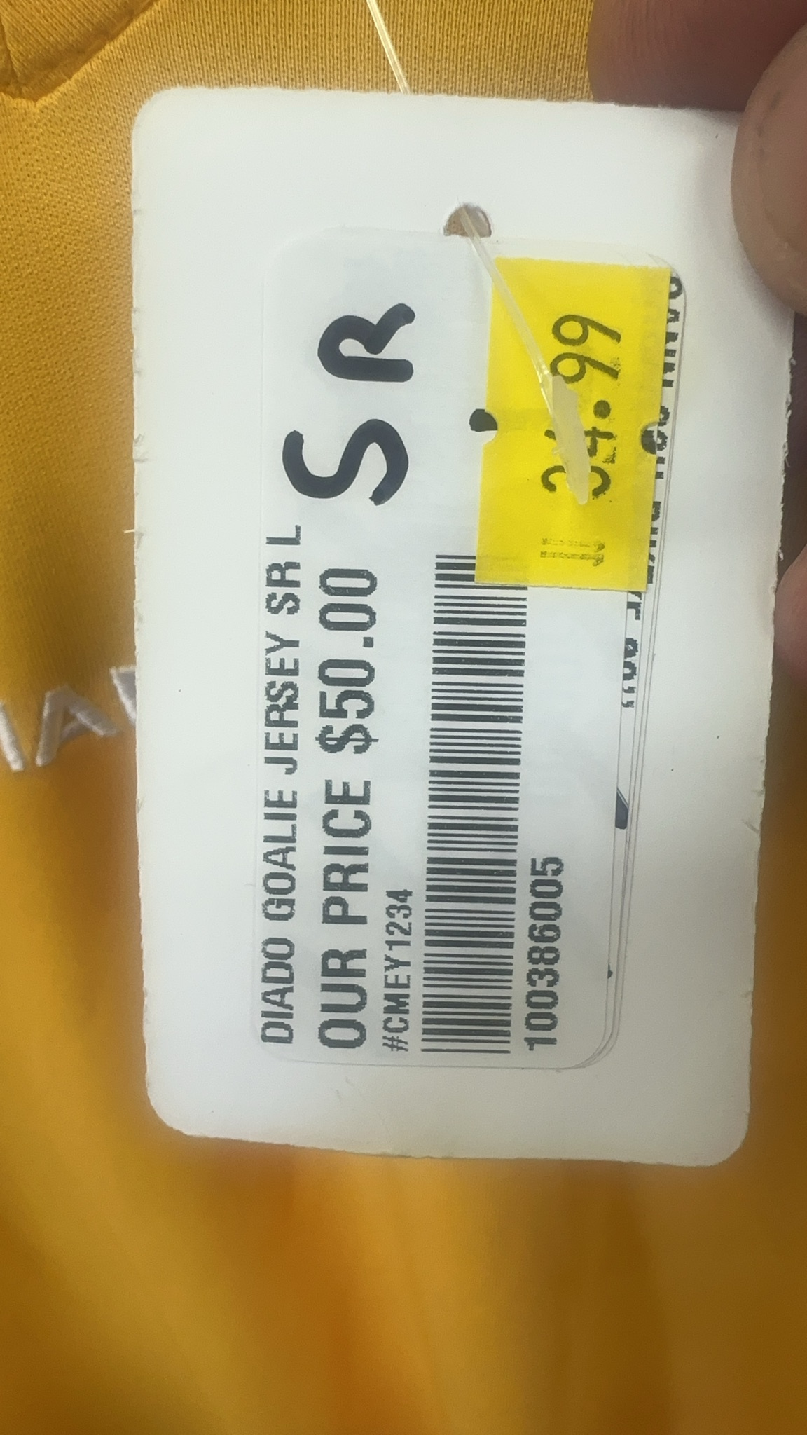 Diadora Goalie Jersey - Senior Large - Yellow/Black-new with tags