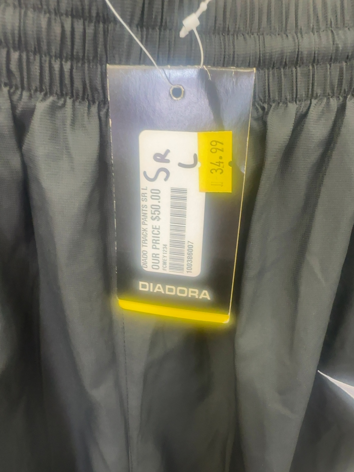 Diadora Track Pants - Black/White - Senior Large brand new with tags