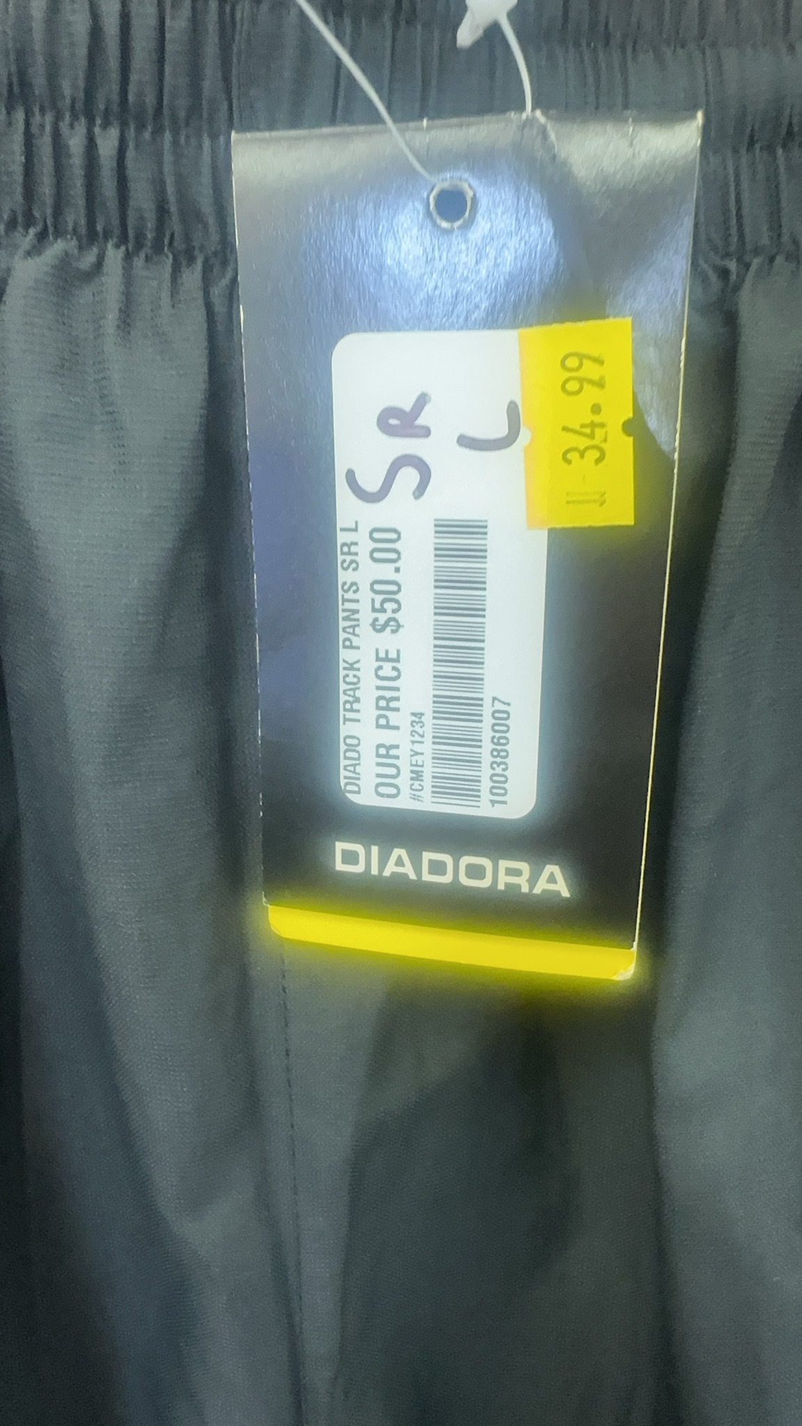 Diadora Track Pants - Black/White - Senior Large brand new with tags