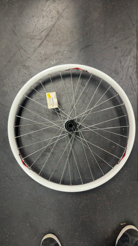 Dirty 26" White Front Bicycle Wheel - 20mm Axle