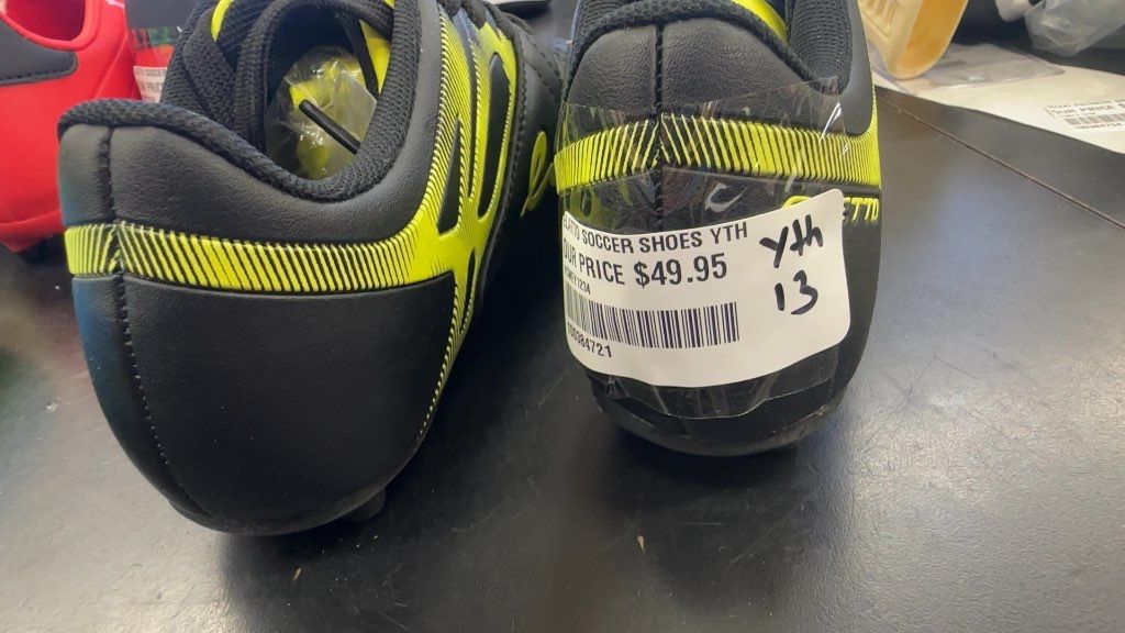 Elatto Youth Soccer Shoes - Size 13 - Black/Neon Yellow-brand new