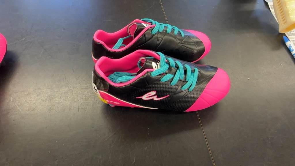 Eletto Youth Soccer Cleats - Black/Pink/Teal - Size 12