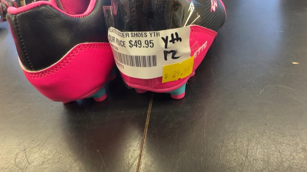 Eletto Youth Soccer Cleats - Black/Pink/Teal - Size 12