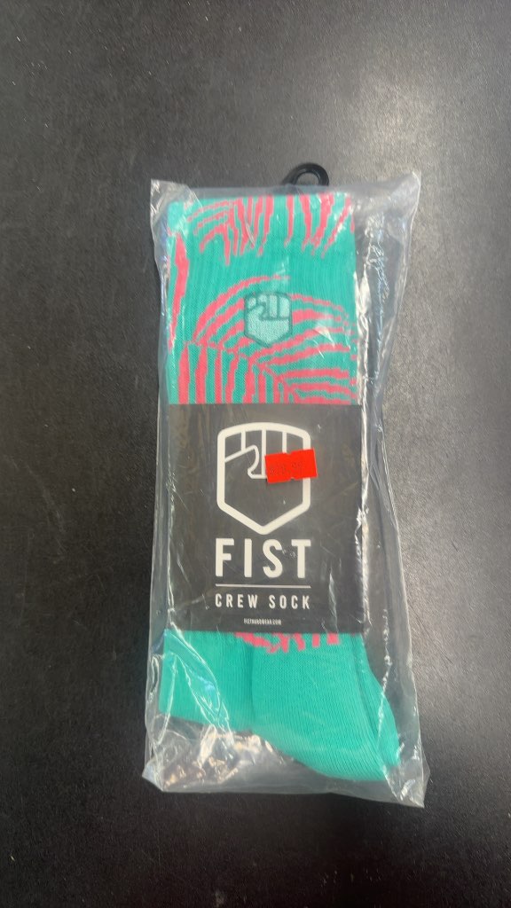 FIST Handwear Palm Crew Socks Teal/Pink New L-XL