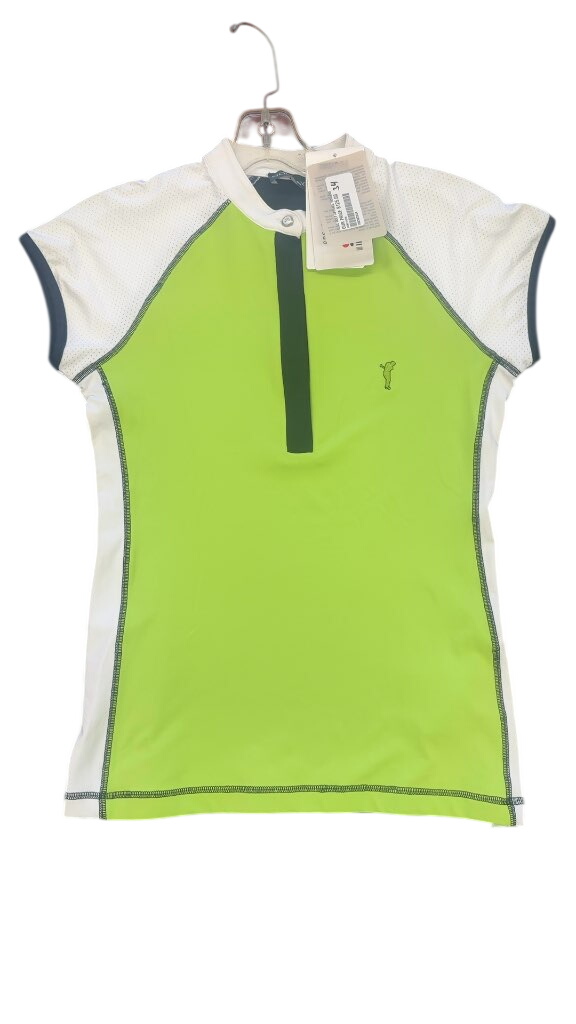 Golfino Women's Golf Polo Shirt Lime Green/White NWT Size 34-New - image 1