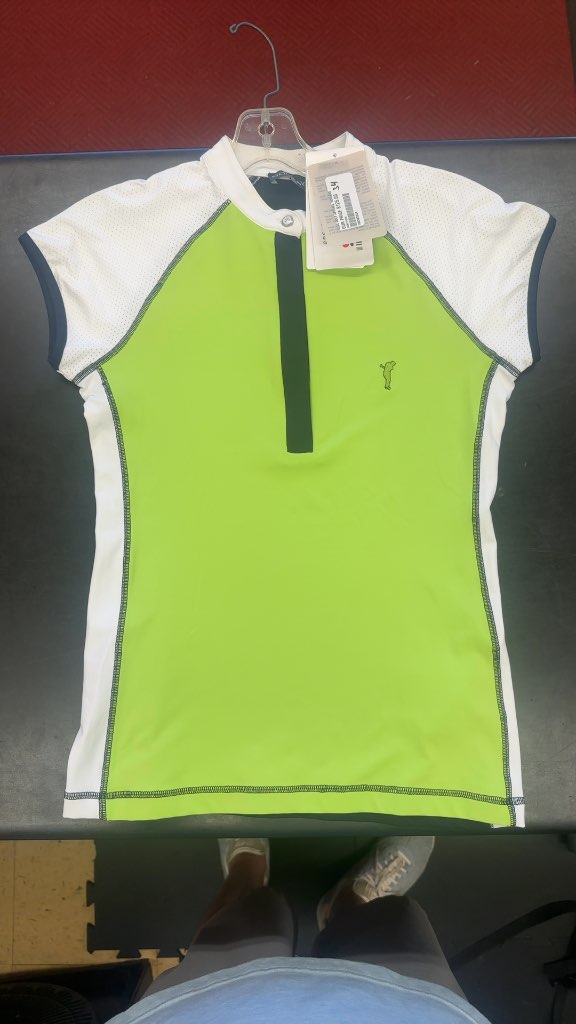 Golfino Women's Golf Polo Shirt Lime Green/White NWT Size 34-New