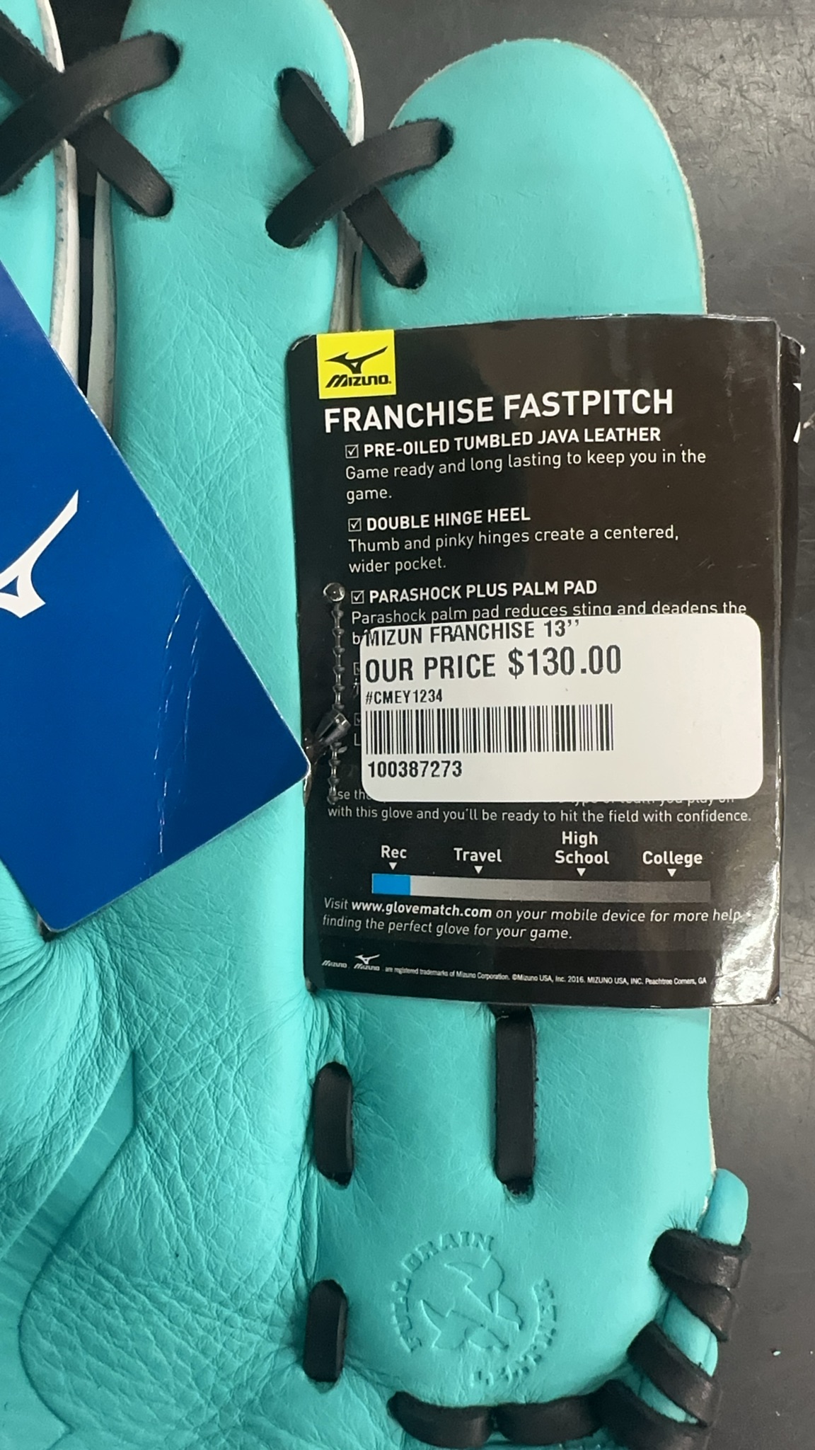 Mizuno Franchise Fastpitch 13" Softball Glove - Teal/White