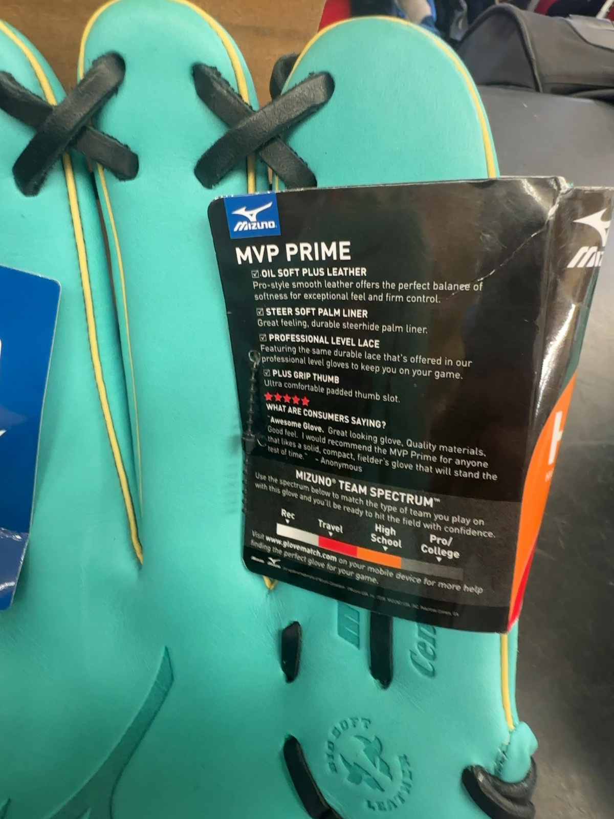 Mizuno MVP Prime 12.75" Baseball Glove - Teal/Black