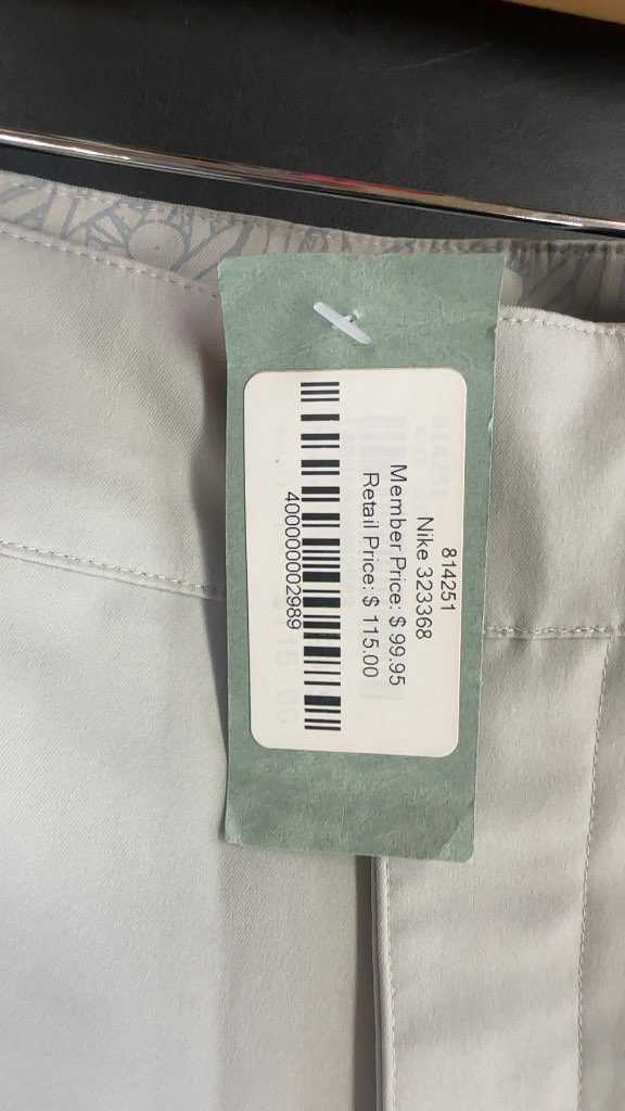 Nike Golf Relaxed Fit Pants 323368 Light Grey 40x32-New