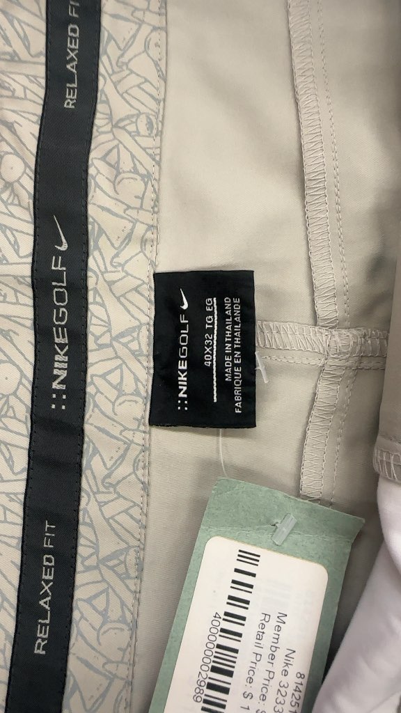 Nike Golf Relaxed Fit Pants 323368 Light Grey 40x32-New