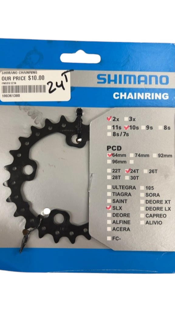 Shimano SLX 24T 10-Speed 64mm PCD Chainring - Used - image 1