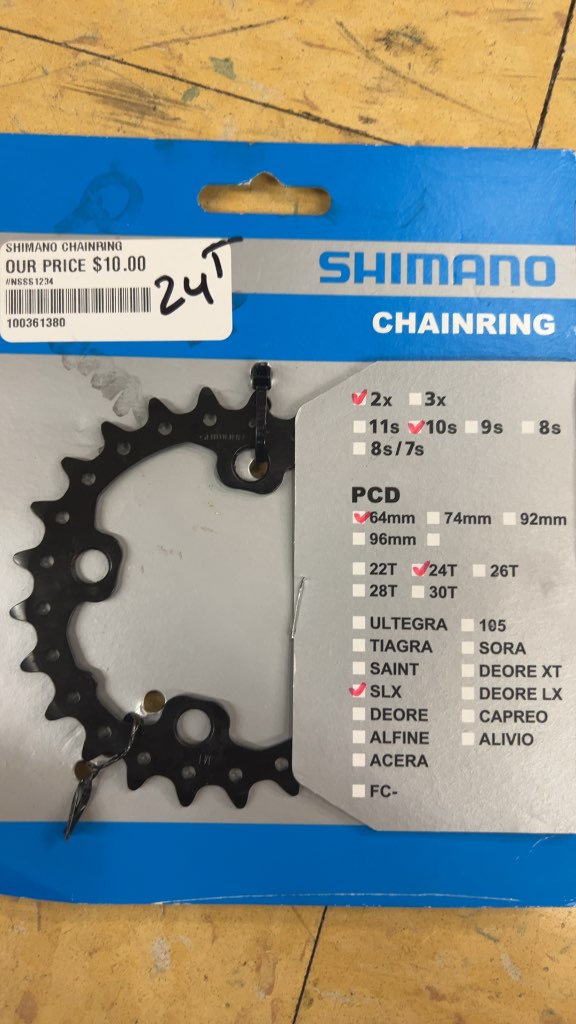 Shimano SLX 24T 10-Speed 64mm PCD Chainring