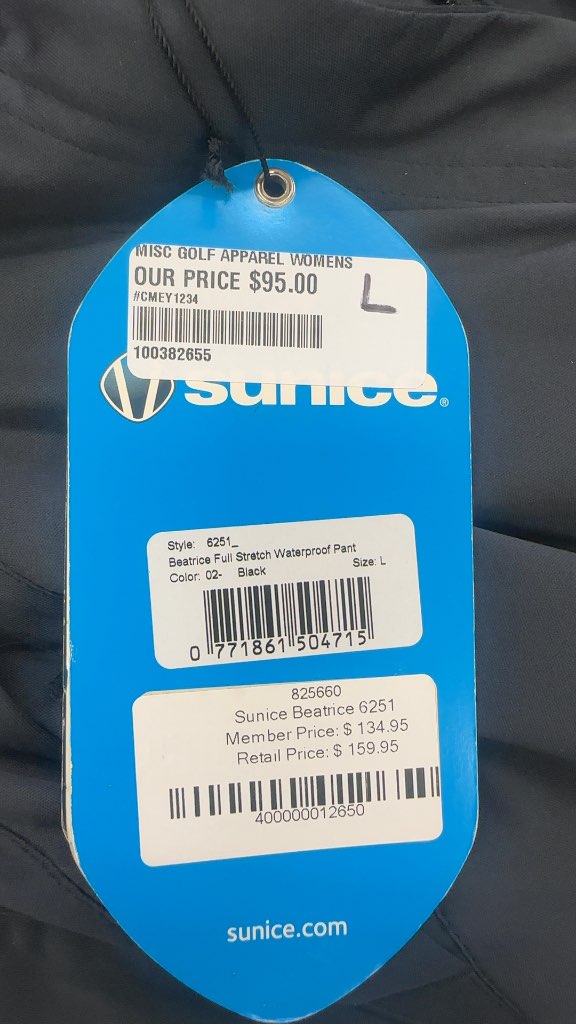 Sunice Beatrice Tornado Full Stretch Waterproof Golf Pants New Women's L
