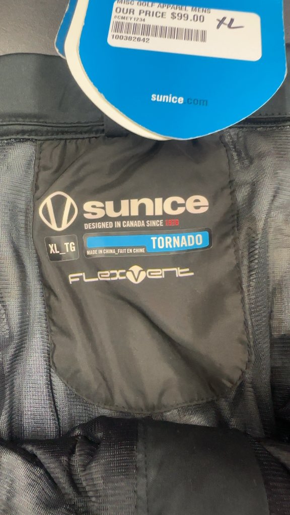 Sunice Tornado Flexvent Waterproof Golf Pants Black New with Tags XL