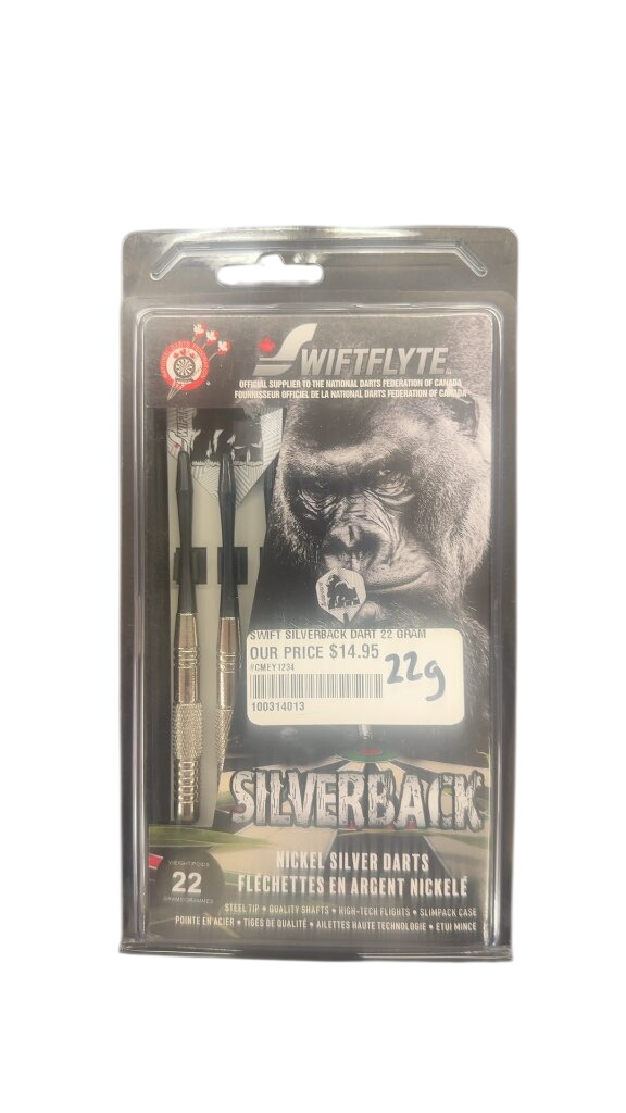 Swiftflyte Silverback Nickel Silver Steel Tip Darts New 22g