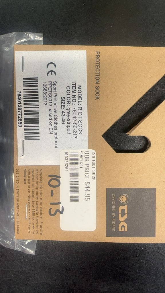 TSG Protection Sock Riot Sock Grey-Striped New Size 43-46
