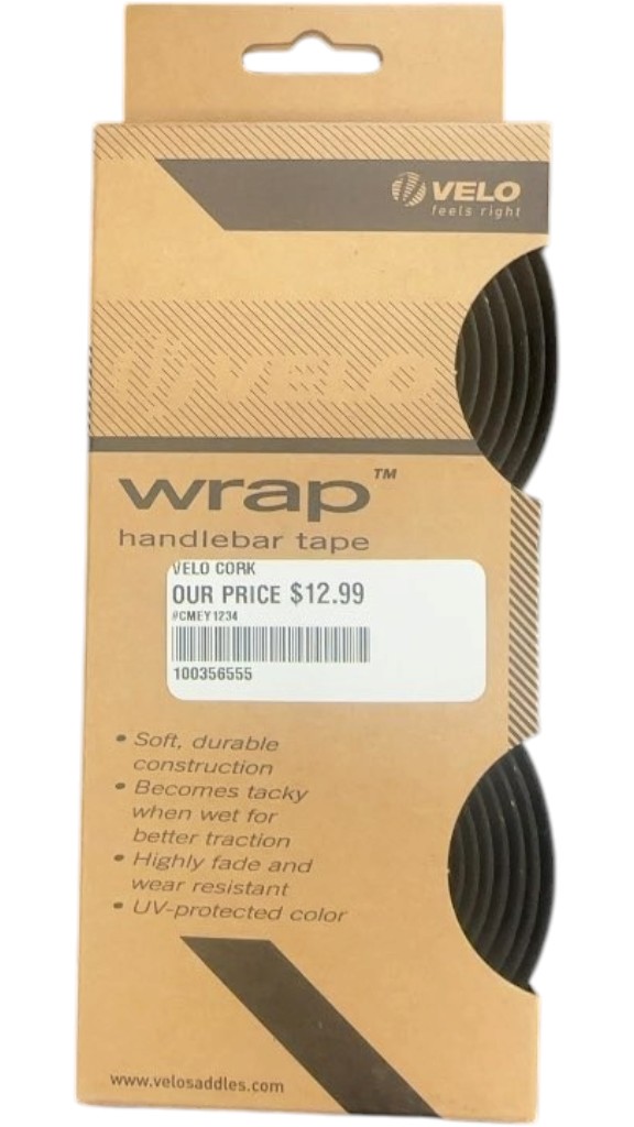 Velo Handlebar Tape Wrap Cork Black New - image 1