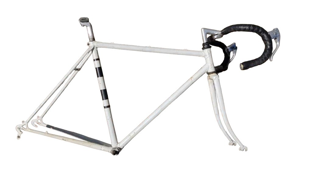 Vintage Steel Road Bike Frame Set White Used - image 1