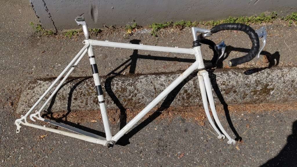 Vintage Steel Road Bike Frame Set White Used